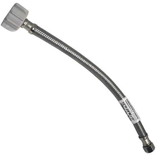Lincoln 109595  1/2" FIP x 7/8" Ballcock Nut Stainless Steel Toilet Supply Line - 12" Length Image 0