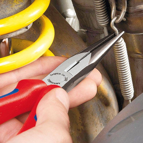 Knipex  2612200  8" Long Nose Pliers with Cutter and Comfort Grip Image 1