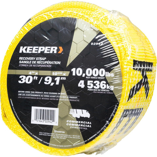 Keeper 02942  4" x 30' Recovery Strap with Wear Guard Image 1