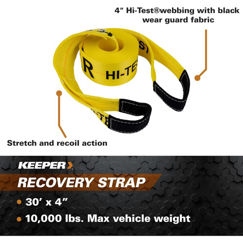 Keeper 02942  4" x 30' Recovery Strap with Wear Guard Image 3
