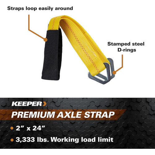 Keeper 04226  2" x 24" Premium Axle Strap with D-Rings Image 3