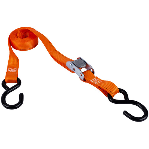 Keeper 05110  1" x 10' Cam Buckle Tie-Down Strap with Full-Size Vinyl Coated S-Hooks Image 0