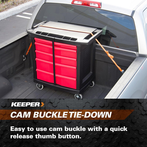 Keeper 05110  1" x 10' Cam Buckle Tie-Down Strap with Full-Size Vinyl Coated S-Hooks Image 3