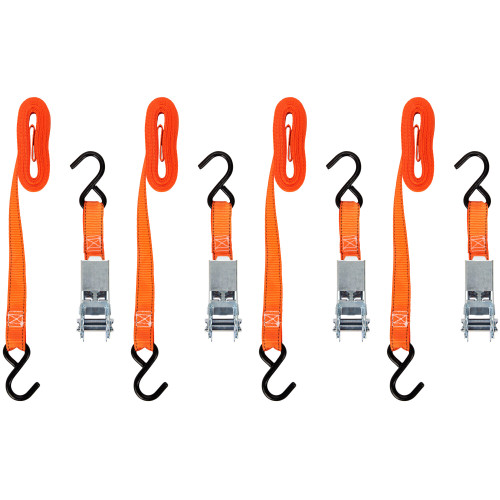 Keeper 05508-V  1" x 10' High Tension Ratchet Tie-Down Straps with Vinyl Coated S-Hooks - 4 Straps per Package Image 5