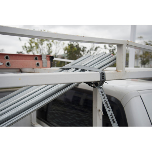Keeper 05516  1" x 16' High Tension Ratchet Tie-Down Strap with Vinyl Coated J-Hooks and D-Rings Image 1