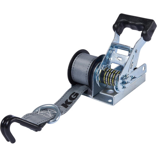 Keeper 05530  1-1/2" x 8'  Mountable Rack Ratchet Tie-Down Strap with D-Ring and Vinyl  Coated J-Hook Image 2