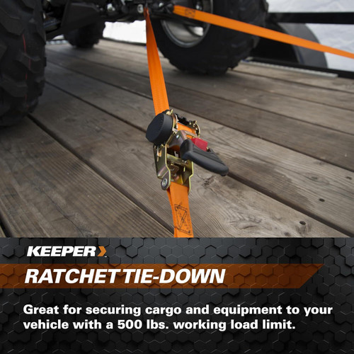 Keeper 05561  1" x 6' Retractable Ratchet Tie-Down Straps with Full-Size Vinyl Coated S-Hooks - 2 Straps per Package Image 3