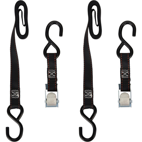 Keeper 05715  1" x 6' Motorcycle Cam Buckle Tie-Down Straps with  Full-Size Vinyl Coated S-Hooks - 2 Straps per Package Image 1