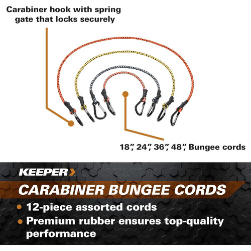 Keeper 06300  Assorted Carabiner Bungee Cords - 12 per Package Image 3