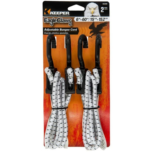 Keeper 06388  Eagle Claws 10" to 60" Adjustable Marine Bungee Cords - 2 per Package Image 1