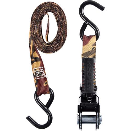 Keeper 85400  1" x 12' Pistol Grip Ratchet Tie-Down Strap in Desert Camo Design with Vinyl Coated S-Hooks Image 2