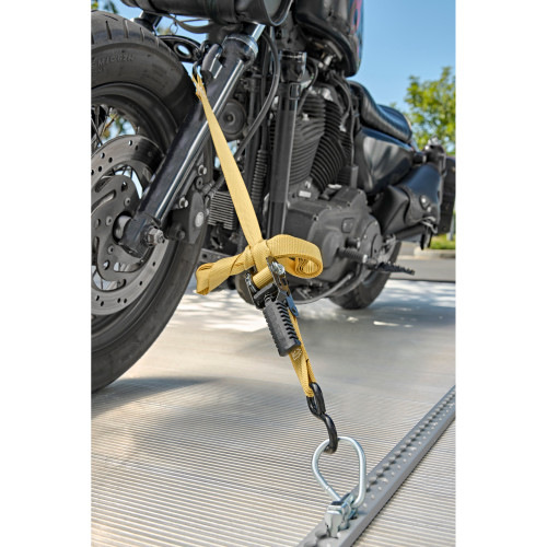 Keeper 85402  1" x 12' Pistol Grip Ratchet Tie-Down Strap in Khaki with Vinyl Coated S-Hooks Image 3