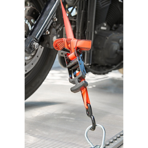 Keeper 85404  1" x 12' T-Handle Ratchet Tie-Down Strap in Hi-Viz Orange with Vinyl Coated S-Hooks Image 6