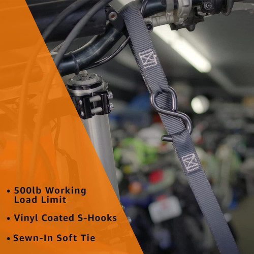 Keeper 85454  1" x 14' Extreme Cut Resistant Combat Webbing Ratchet Tie-Down Straps with Vinyl Coated S-Hooks - 2 Straps per Package Image 3
