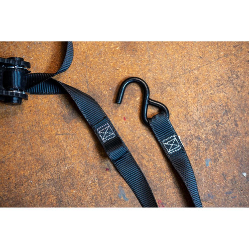 Keeper 85454  1" x 14' Extreme Cut Resistant Combat Webbing Ratchet Tie-Down Straps with Vinyl Coated S-Hooks - 2 Straps per Package Image 5
