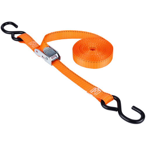 Keeper 89115  1" x 15' Cam Buckle Tie-Down Strap with Vinyl Covered S-Hooks Image 0