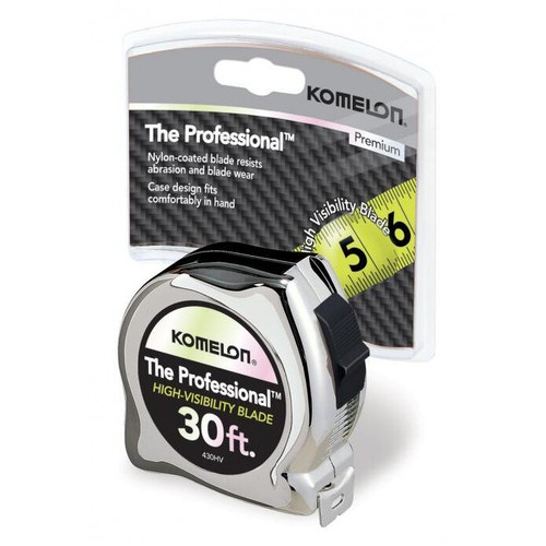 Komelon 430HV  Tape Measure 1" X 30' Hi-Vis Chrome Professional Image 1