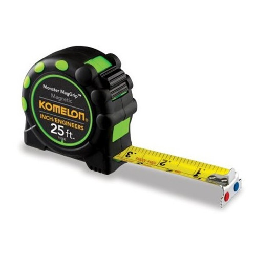 Komelon 7125IE  25' x 1" Monster MagGrip Inch/Engineer Scale Tape Measure -Green Image 0