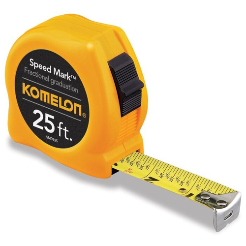 Komelon SM3925  25' x 1" Speed Mark Fractional Graduation Steel Power Tape Measure Image 0