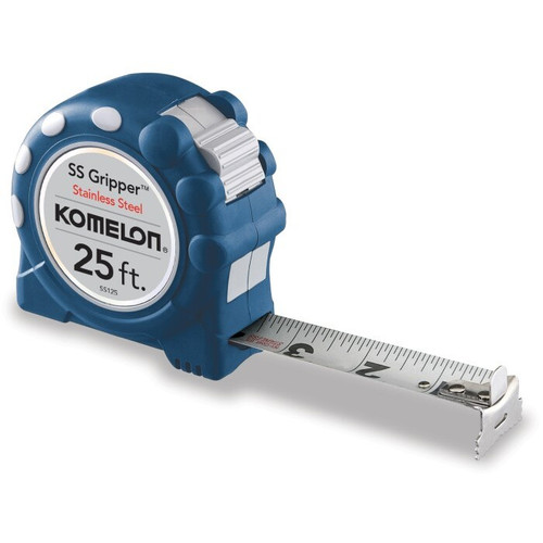 Komelon SS125  25' x 1" Stainless Steel Rubber Gripper Tape Measure Double Sided Blade Image 0
