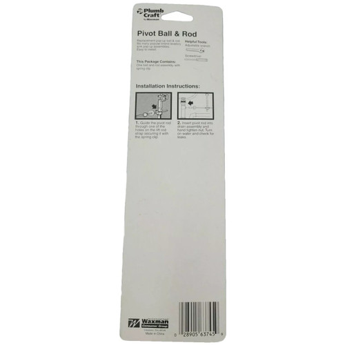 PlumbCraft 7637450  Faucet Drain Pivot Ball and Rod Assembly for Lavatory Pup-up Plunger Image 2 PlumbCraft 7637450  Faucet Drain Pivot Ball and Rod Assembly for Lavatory Pup-up Plunger Image 2