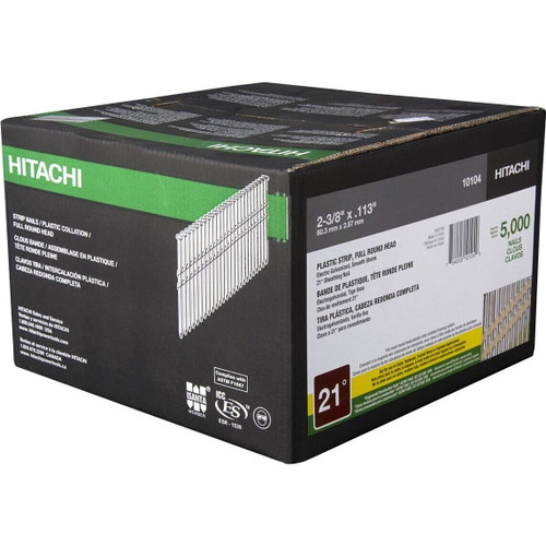 Metabo HPT 10104HPT  2-3/8" x 0.113" Smooth Shank Full Round Head Electro Galvanized Plastic Strip 21° Sheathing Nails - 5000 per Box Image 3