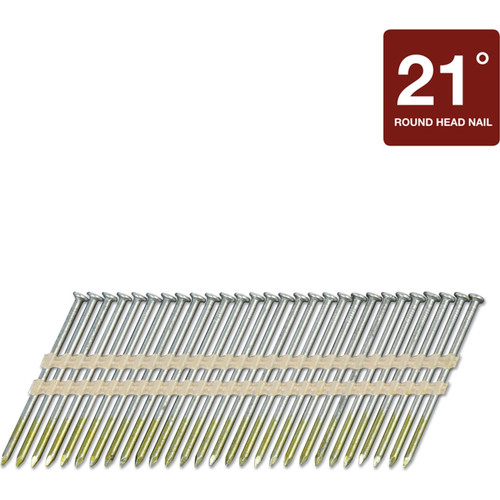 Metabo HPT 10111HPT  3-1/4" x 0.131" Smooth Shank Full Round Head Bright Basic Plastic Strip 21° Sheathing Nails - 4000 per Box Image 0