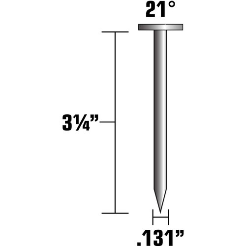 Metabo HPT 10116HPT  3-1/4" x 0.131" Smooth Shank Full Round Head Electro Galvanized Plastic Strip 21° Sheathing Nails - 4000 per Box Image 1
