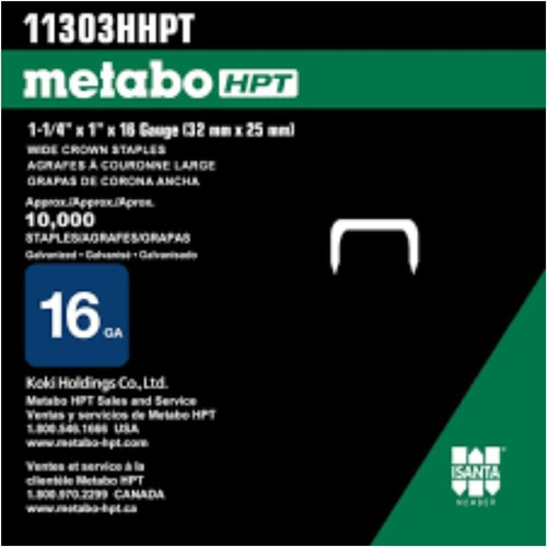 Metabo HPT 11303HHPT  1-1/4" x 16 Gauge 1" Wide Crown Roofing Staples 10000 per Box Image 2