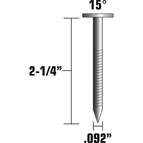 Metabo HPT 13338HPT  2-1/4" x 0.092 Full Round Head Ring Shank Electro Galvanized 15° Wire Coil Siding Nails - 3600 per Box Image 1
