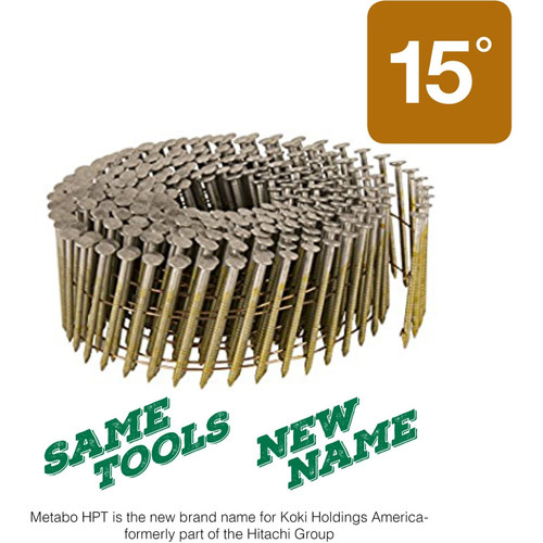 Metabo HPT 13339HPT  2-1/4" x 0.092 Full Round Head Smooth Shank Electro Galvanized 15° Wire Coil Siding Nails - 3600 per Box Image 2