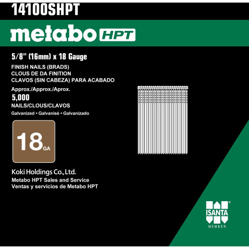 Metabo HPT 14100SHPT  5/8" x 18 Gauge Electro Galvanized Straight Brad Nails - 5000 per Package Image 2