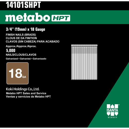 Metabo HPT 14101SHPT  3/4" x 18 Gauge Electro Galvanized Straight Brad Nails - 5000 per Package Image 2