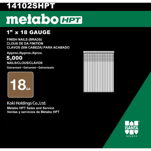 Metabo HPT 14102SHPT  1" x 18 Gauge Electro Galvanized Straight Brad Nails - 5000 per Package Image 2