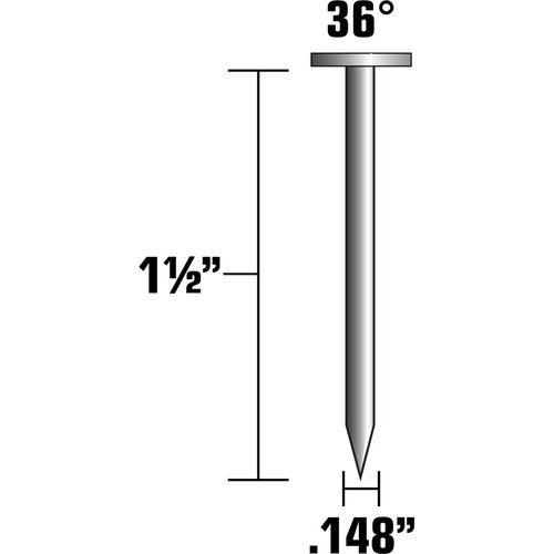 Metabo HPT 17124HPT  1-1/2" x 0.148" Heat Treated Basic Bright Smooth Shank Paper Collated Metal Connector Nails - 3000 per Package Image 1