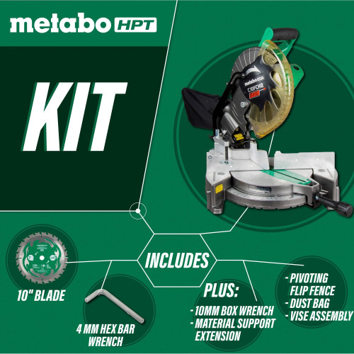 Metabo HPT C10FCH2S  10" Compound Miter Saw with Laser Marker and 15 Amp Motor Image 2
