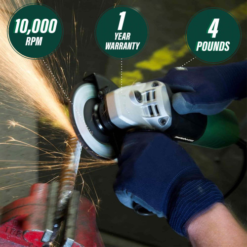 Metabo HPT G12SR4  4-1/2 Inch 6.2 Amp Slide Switch Angle Grinder Kit with 5 Abrasive Wheels Image 3