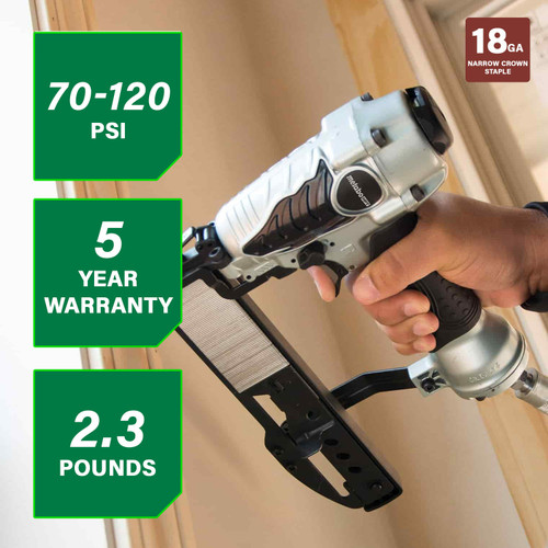 Metabo HPT N3804AB3  18 Gauge 1/4" Narrow Crown Stapler for 1/2" to 1-1/2" Length Staples Image 1