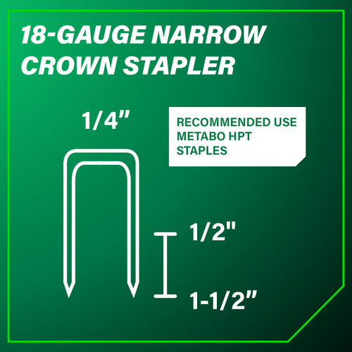 Metabo HPT N3804AB3  18 Gauge 1/4" Narrow Crown Stapler for 1/2" to 1-1/2" Length Staples Image 8