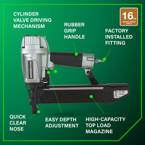 Metabo HPT N5008AC2  16 Gauge 7/16" Standard Crown Stapler for 1" to 2" Length Staples Image 3