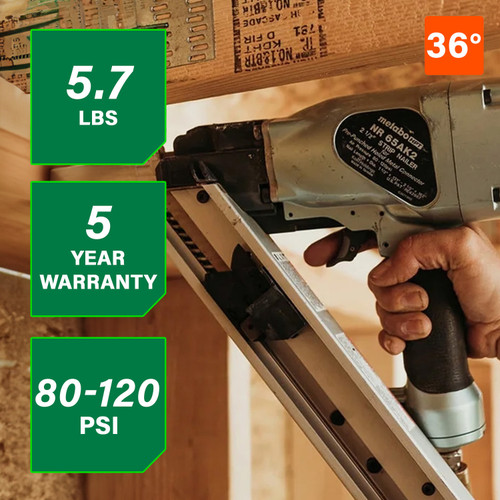 Metabo HPT NR65AK2S  36 Degree 2-1/2 Inch Strap-Tite Metal Connector Nailer with Short Magazine Image 1