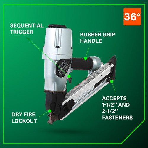 Metabo HPT NR65AK2S  36 Degree 2-1/2 Inch Strap-Tite Metal Connector Nailer with Short Magazine Image 4