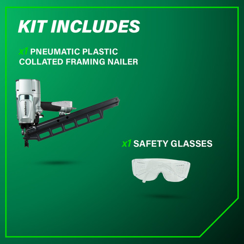 Metabo HPT NR83A5  21 Degree 3-1/4" Plastic Collated Framing Nailer with Depth Adjustment Image 3