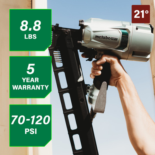 Metabo HPT NR83A5S  21 Degree 3-1/4" Plastic Collated Framing Nailer without Depth Adjustment Image 1