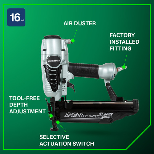 Metabo HPT NT65M2S  2-1/2" 16-Gauge Finish Nailer with Air Duster Image 3