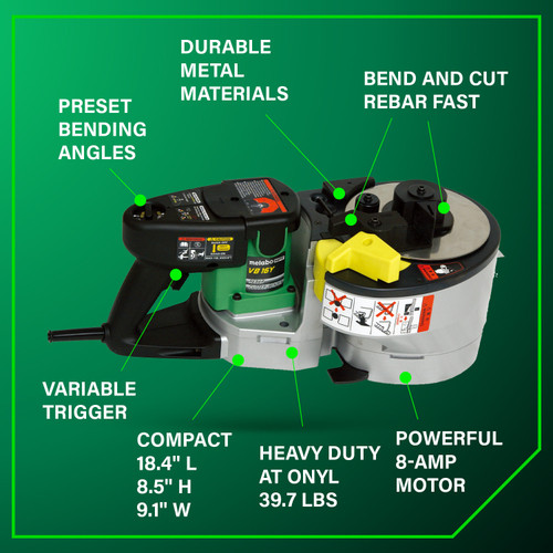 Metabo HPT VB16Y  Portable Rebar Bender and Cutter with 8 Amp Motor Image 2