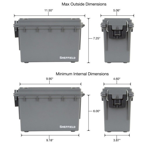 Sheffield 12628  Water Resistant Plastic Field Box (Ammo Can) - Gray Image 2