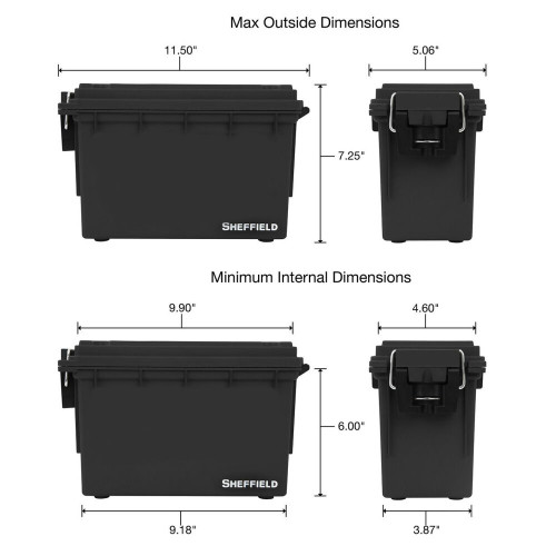 Sheffield 12629  Water Resistant Plastic Field Box (Ammo Can) - Black Image 2