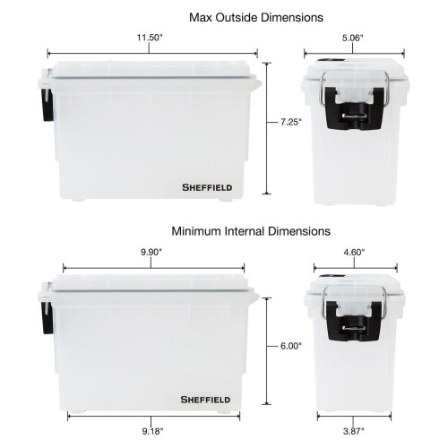 Sheffield 12635  Water Resistant Plastic Field Box (Ammo Can) - Clear (Frost) Image 2