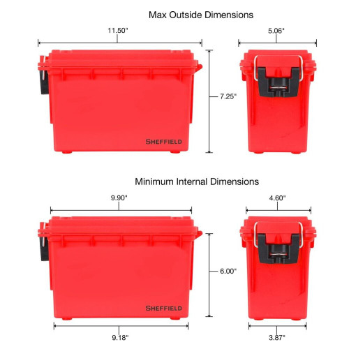 Sheffield 12636  Water Resistant Plastic Field Box (Ammo Can) - Red Image 2